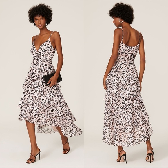 Hutch Elsa wrap leopard ruffled high-Low print Dress Size: M - Picture 1 of 4